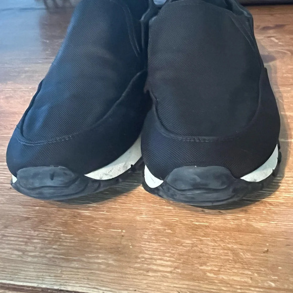 PRADA Linea Rossa Slip On Sneakers Black Nylon Slide On Size 37.5 Leather Trim - Picture 5 of 14